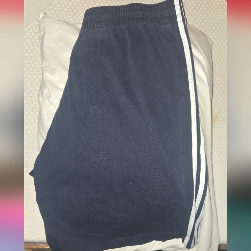 Adidas Blue Athletic Shorts with Stripe Detail